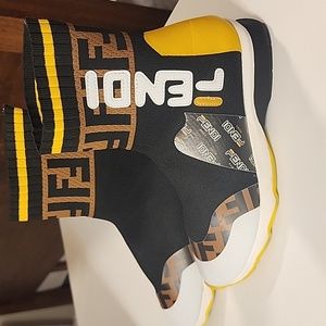 Fendi Mania Knit Socks Sneaker Black US 7.5 EU38 Women 100% Authentic